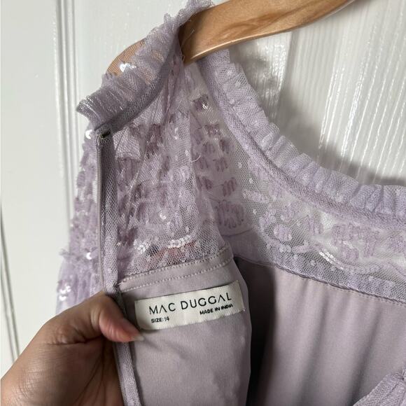 Mac Duggal Purple Embellished Cap Sleeve Ruffle Tiered Gown 14 - Picture 8 of 8